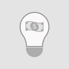 Sticker - Isolated light bulb with a dollar bank note