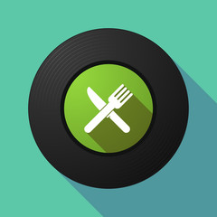 Sticker - Long shadow music disc with a knife and a fork