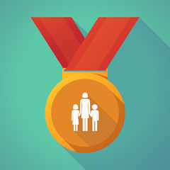 Sticker - Long shadow medal with a female single parent family pictogram