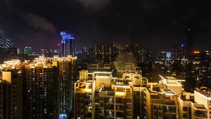 Poster - skyline of Guangzhou city with residential quarter