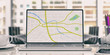 Navigation concept. Map on the laptop. 3d illustration