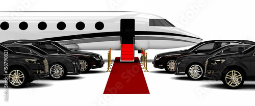 High class red carpet travel fleet / 3D render image representing a high class Poster Mural XXL