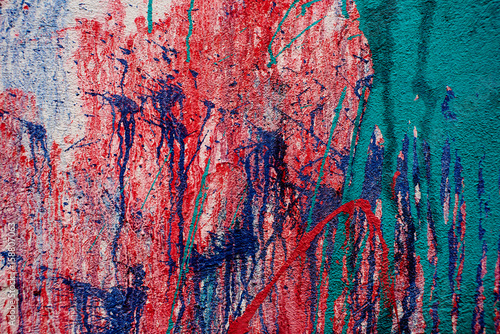 Concrete Wall With Splashes Of Red White And Blue Paint Buy