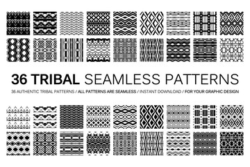 set of 36 tribal seamless patterns.