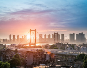 Wall Mural - suspension bridge at dusk