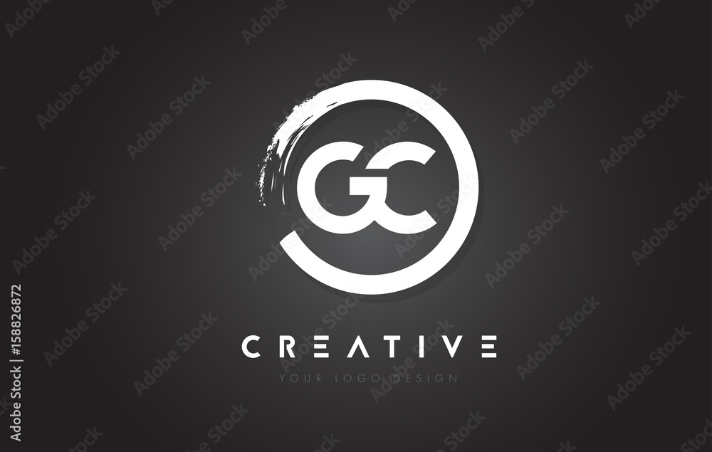 GC Circular Letter Logo with Circle Brush Design and Black Background ...