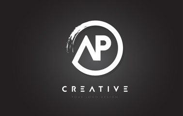 AP Circular Letter Logo with Circle Brush Design and Black Background.