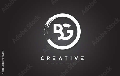 Bg Circular Letter Logo With Circle Brush Design And Black