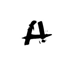 Wall Mural - Letter A. Handwritten by dry brush. Rough strokes font. Vector illustration. Grunge style alphabet