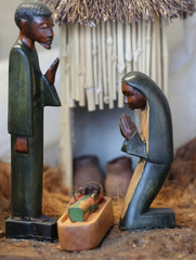 Wall Mural - Nativity scene with the holy family from Angola in African style