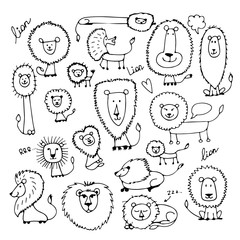 Poster - Funny lions, sketch for your design