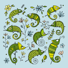 Wall Mural - Chameleon collection, sketch for your design