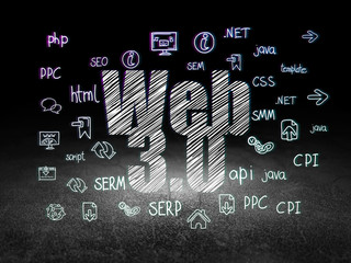 Web development concept: Web 3.0 in grunge dark room