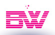 bw b w pink purple line stripe alphabet letter logo vector template
