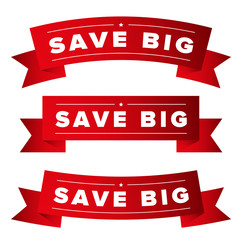 Sticker - Save Big red ribbon set