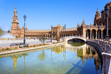 A Beautiful View Of Spanish Square, Plaza De Espana, In Seville