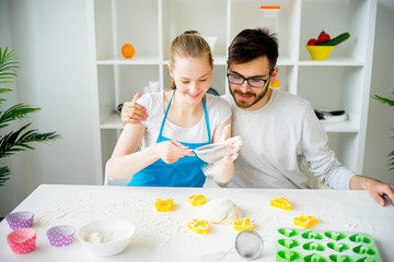 Couple cooking together