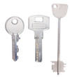three steel keys on white