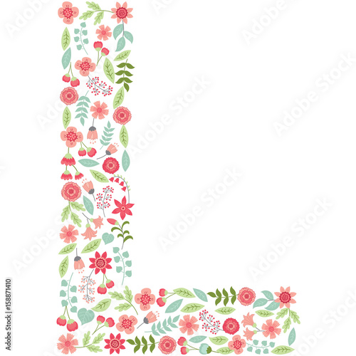 vector floral letter l vector floral abc english floral alphabet