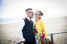 Happy 1950's Vintage Style Couple At Beach