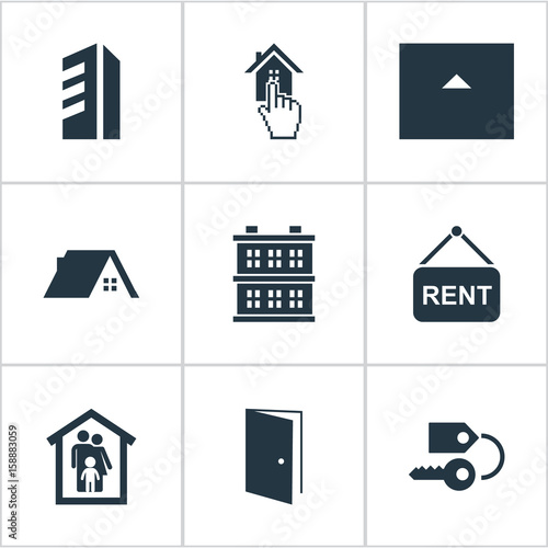 Vector Illustration Set Of Simple Property Icons Elements Barn