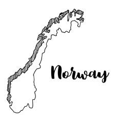 Sticker - Hand drawn  of Norway map, vector  illustration