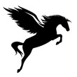 jumping pegasus - winged horse black vector design