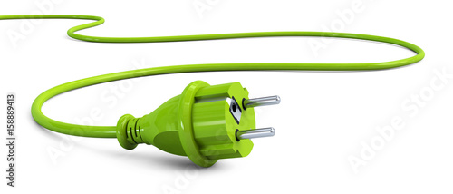 Fotomural Green power plug lying on the floor