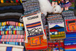 The typical andean fabrics sold on the handicrafts market of Ecuador