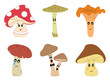 Mushrooms vector set with different emotions