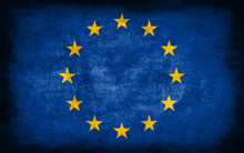 European Union Flag With Grunge Metal Texture