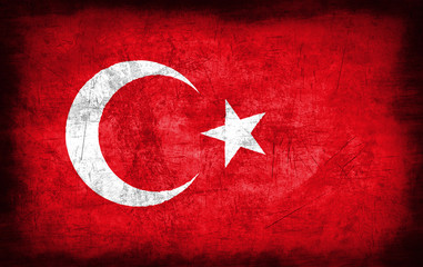 Wall Mural - Turkey flag with grunge metal texture