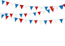 Russian Flag Festive Bunting Against. Party Background With Flag