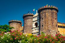 The Medieval Castle Of Maschio Angioino Or Castel Nuovo (New Castle), Naples, Italy.