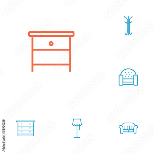 Set Of 6 Decor Outline Icons Set Collection Of Floor Lapm Hanger