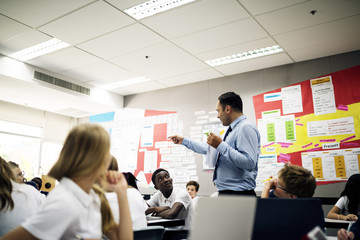Wall Mural - diversity students learning in the classroom