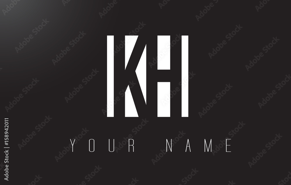 KH Letter Logo With Black and White Negative Space Design. Stock Vector ...