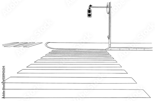 漫画風ペン画イラスト 道路小物 Stock Illustration Adobe Stock