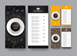 © olegphotor - Design of a narrow menu for a cafe or restaurant. A leaflet template,