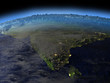 Indian subcontinent from space on early morning