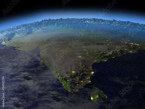 Fotografie, Obraz Indian subcontinent from space on early morning