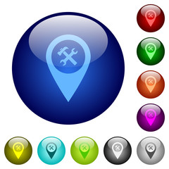 Workshop service GPS map location color glass buttons