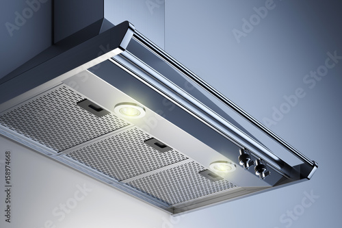 Cuadros en Lienzo Kitchen hood in the interior with spotlights