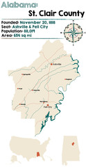  Large and detailed map of St. Clair County in Alabama.