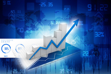 3d rendering Stock market online business concept. business Graph 