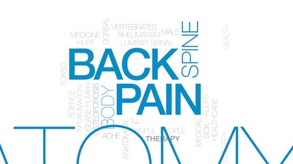 Wall Mural - Back pain animated word cloud, text design animation. Kinetic typography.