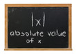 Absolute Value and symbol written in white chalk on a black chalkboard isolated on white