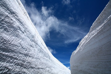 Tateyama Kurobe Alpine Rout is a unique and spectacular route on northern Japan alps. In the spring, accumulated snow can made the snow wall reach up to 20 meters high. 