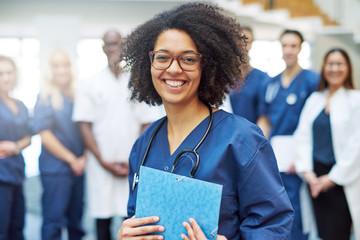 Black female doctor in a clinic