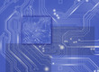 © cooperr - abstract image of microcircuit against a blue background closeup